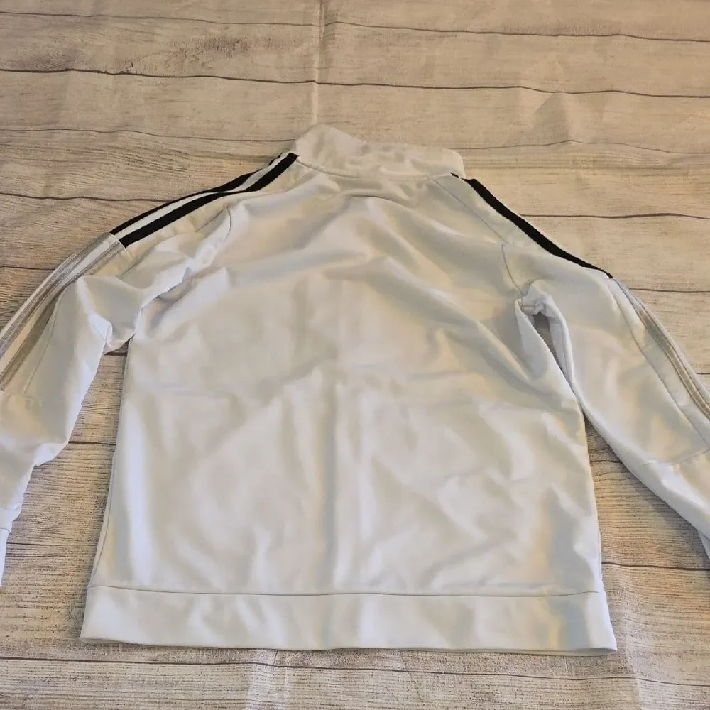 Adidas Kids White Jacket with Black Stripes